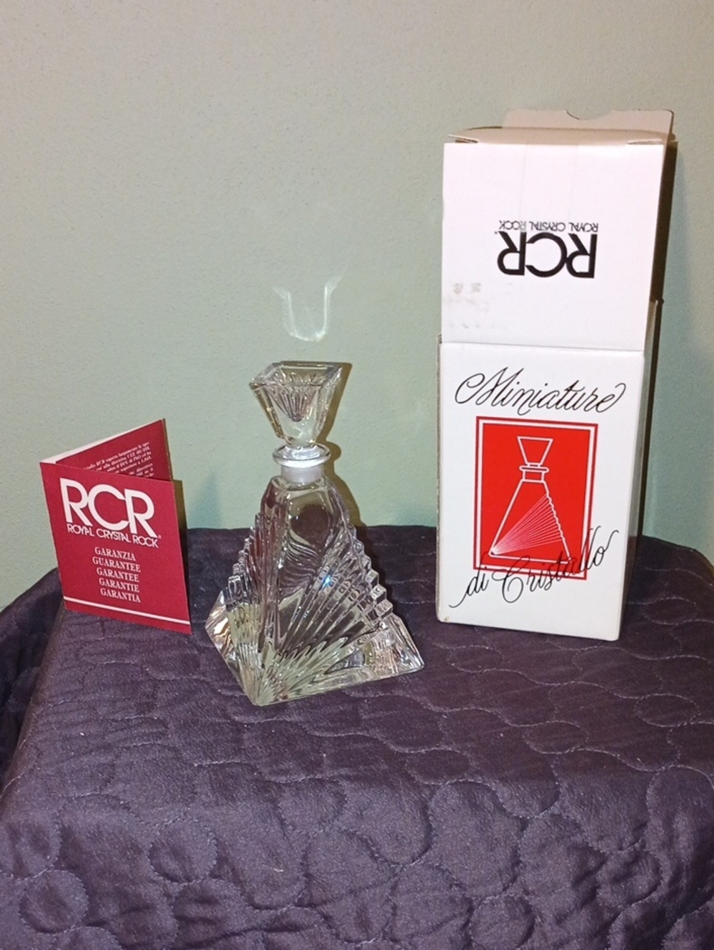 Vintage RCR (Royal Crystal Rock) 24% lead cry Crystal Miniature Decanter - Clear